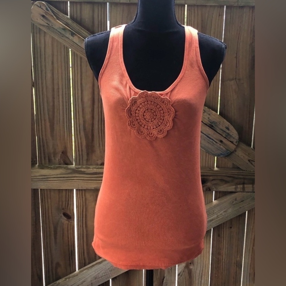 FANG Orange Ribbed Tank Top Size M